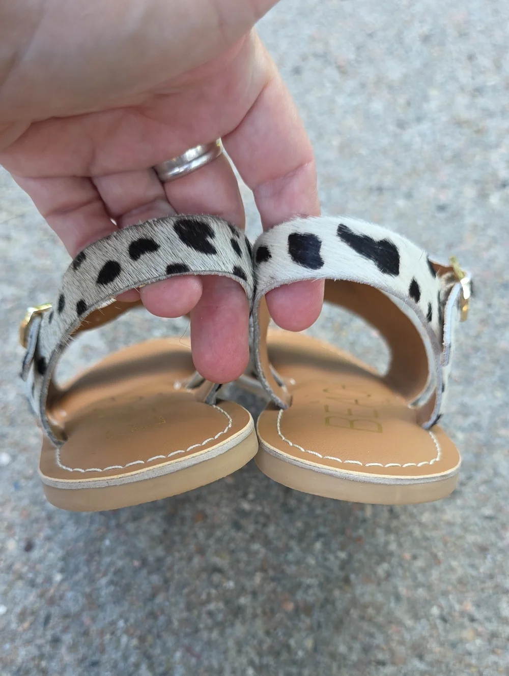 NWT Beach by Matisse Lil Cabana Cow Hair  Leather Spotted Leopard Print Sandals